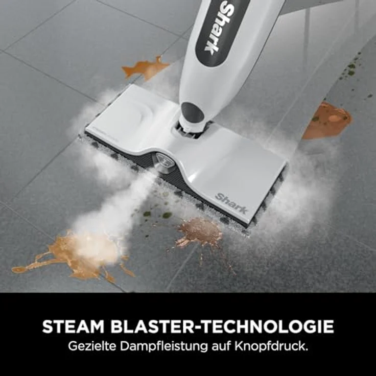 Shark SteamSpot S2001EU, Dampfreiniger mit Steam Blaster-Technologie, abnehmbarer Wassertank, 3 Reinigungsmodi, 2 waschbare Dirt Grip Soft-Scrub-Pads, Weiß & Poly Kupfer – Bild 3