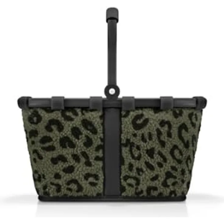 REISENTHEL® carrybag XS teddy leo olive, kompakter Einkaufskorb aus flauschigem Polyester mit 5l Volumen und Aluminiumrahmen