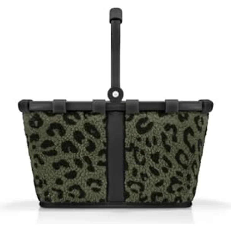 REISENTHEL® carrybag XS teddy leo olive, kompakter Einkaufskorb aus flauschigem Polyester mit 5l Volumen und Aluminiumrahmen – Bild 1