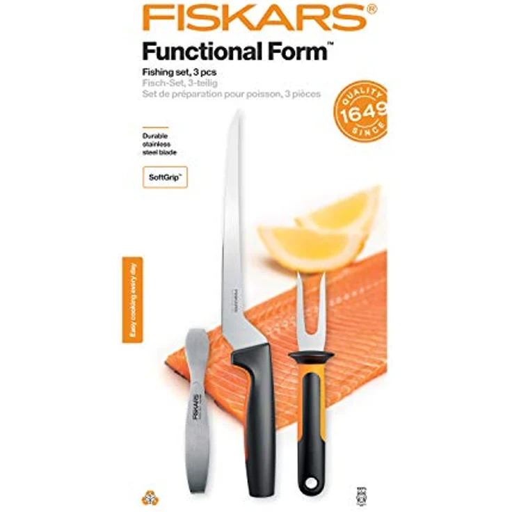 Fiskars Fischbearbeitungs-Set, Functional Form, Inklusive Filetiermesser, Fischspieß und Fischgrätenpinzette, Japanischer Edelstahl/Kunststoff, 1057560 – Bild 5