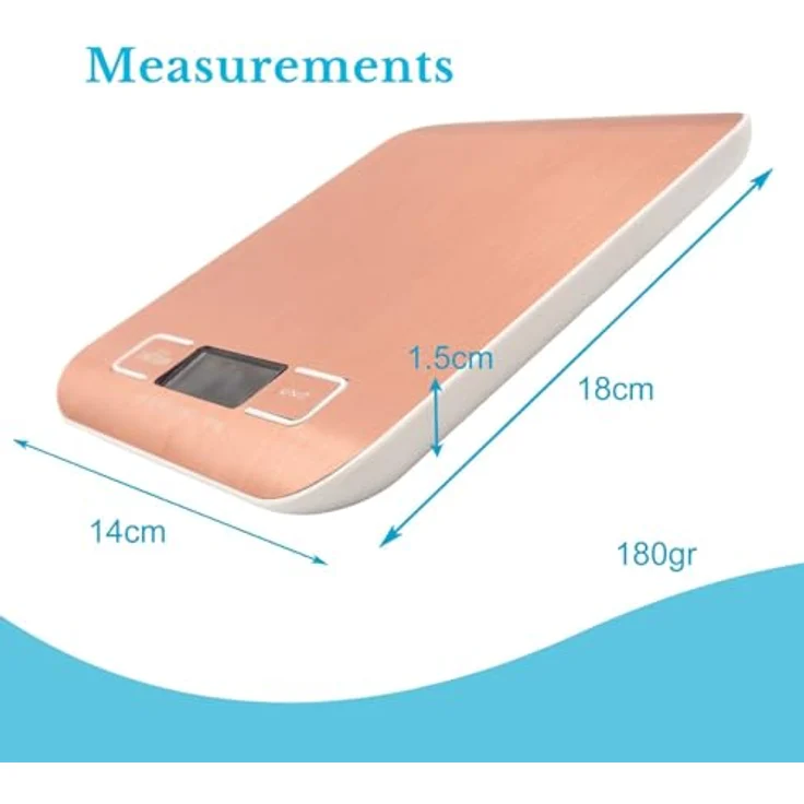 Intirilife Küchenwaage, max. 5kg Tragkraft, wasserdichte Küchen-Digitalwaage mit LCD-Display – Bild 5