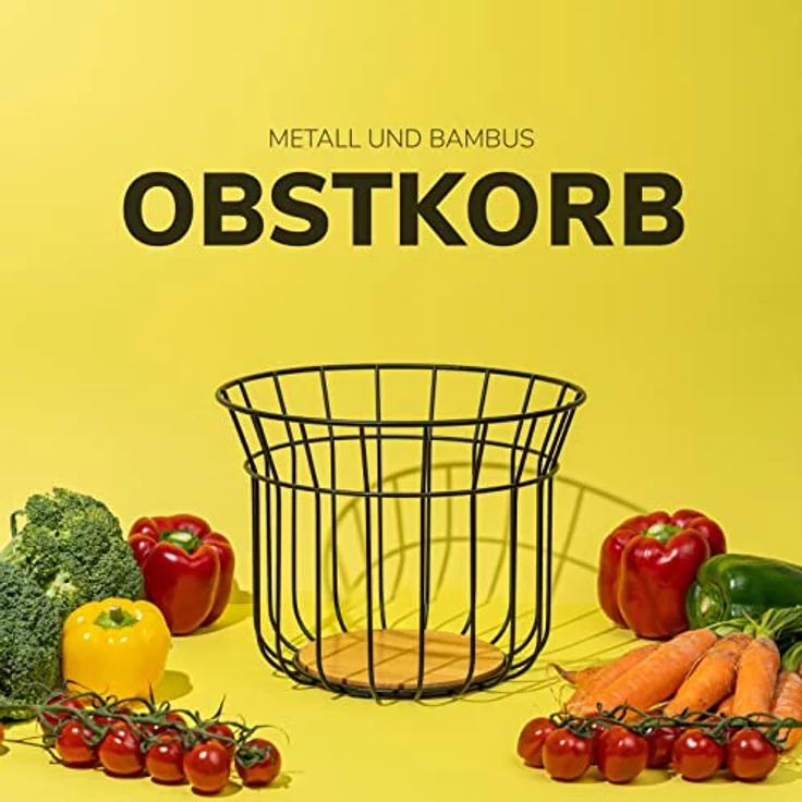 bremermann Obstkorb, Obstschale rund, Ø 24,5 cm, schwarz matt, Bambusboden – Bild 3
