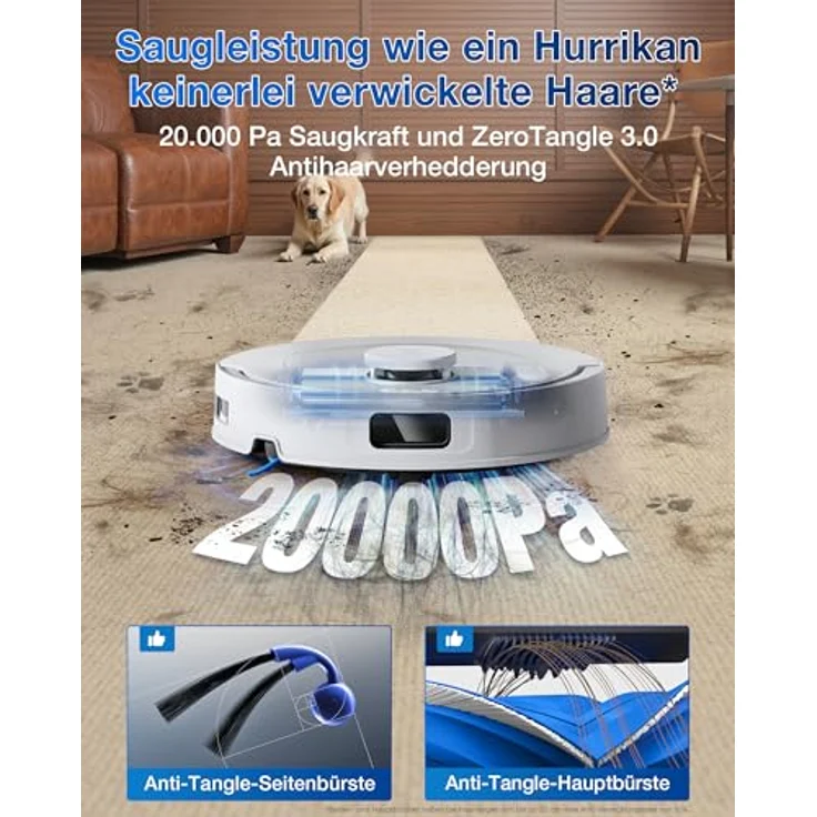 ECOVACS DEEBOT T30C Omni, Saugroboter mit Wischfunktion, 20.000 Pa, OZMO Turbo 2.0 Wischsystem, ZeroTangle 3.0, TruEdge 2.0 Kantenreinigung, All-in-One-Station, 75°C Moppwäsche, Weiß – Bild 2