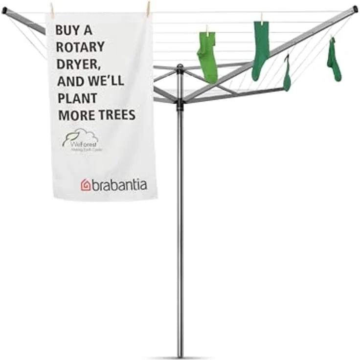 Brabantia Parapluie Wäschetrockner Topspinner 50m, rotierendes Design mit 3 einstellbaren Positionen und rutschfesten UV-beständigen Leinen – Bild 8