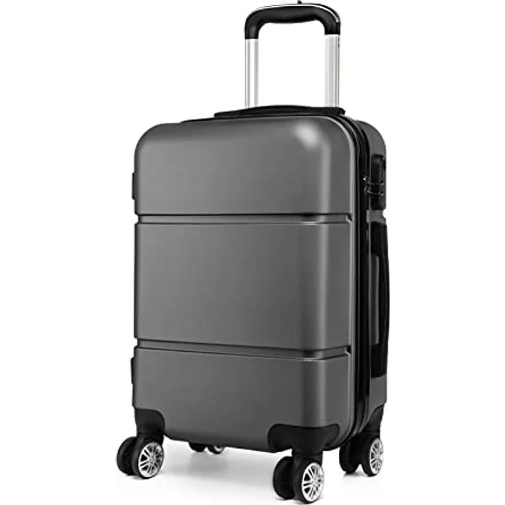 KONO Reisekoffer 55x38x22cm, Handgepäck Trolley aus ABS, 33L, leicht mit 4 Spinner-Rollen, grau – Bild 1