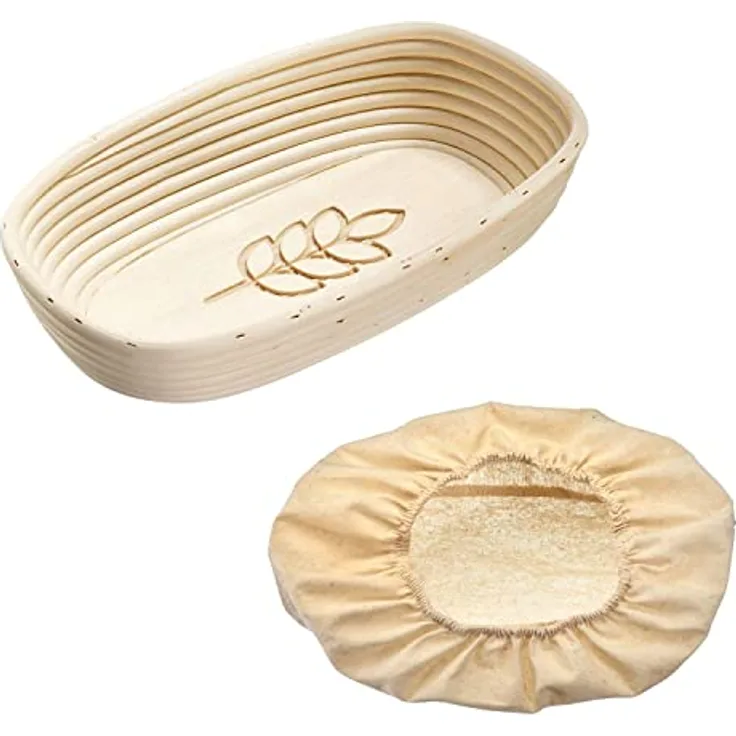 Westmark Gärkörbchen-Set, 2tlg., Gärkörbchen oval + Bezug, Mit Ähre, Peddigrohr/Baumwolle, Hellbeige/Beige, 3235227B