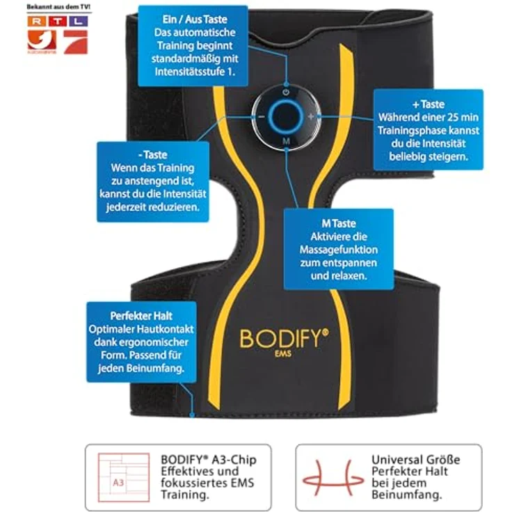 Bodify® EMS Beintrainer Pro - Gezielte Stimulation der Bein Muskulatur, Muskelaufbau, Oberschenkel Stimulationsgerät - Muskeltrainer für Männer und Frauen DAS ORIGINAL, grün – Bild 2