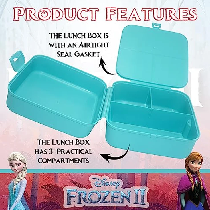 HOVUK Frozen Lunchbox mit 3 Fächern, 14 cm, Lebensmittelbehälter, mikrowellen- und spülmaschinenfest, auslaufsicher, Sandwich-Box für Kinder und Mädchen ab 3 Jahren – Bild 4