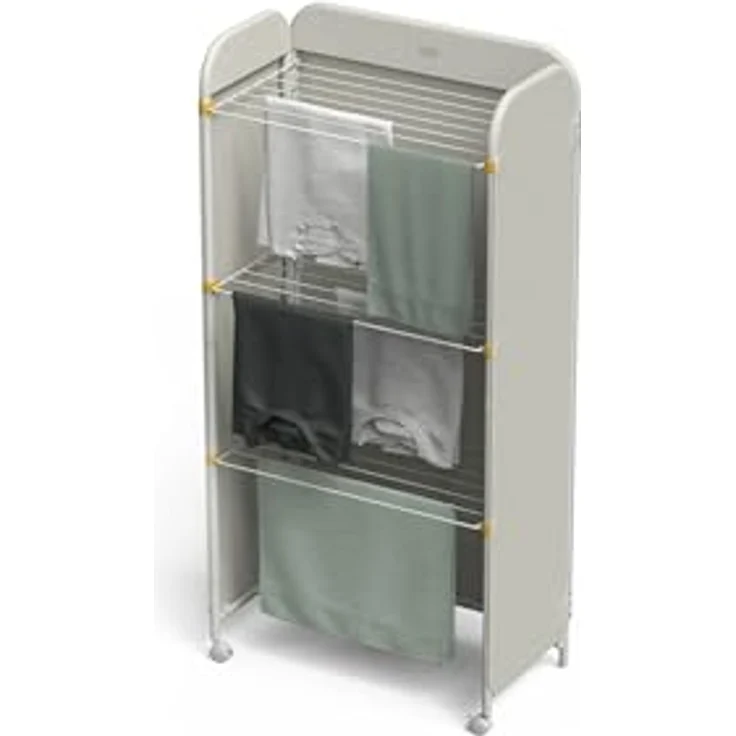 Joseph Joseph Eclipse Wäsche-Trockengestell, 3-stufig verstellbar mit integrierter Stoffabdeckung, klappbar und mit Rollen, 14kg/14m Kapazität, Ecru – Bild 1