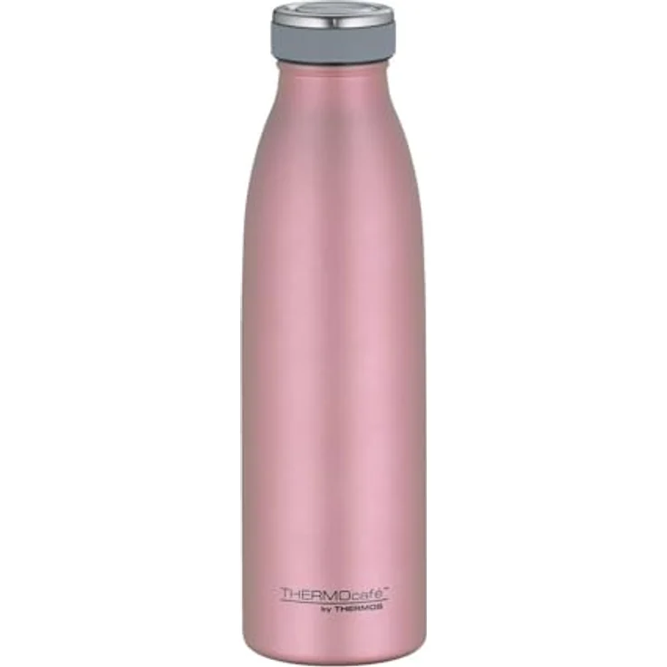 THERMOS Isolier-Trinkflasche TC Bottle, 0,5 L, rosé gold matte Optik, doppelwandiger Edelstahl, frei von BPA,, unzerbrechlich, 100 % dicht - auch bei Kohlensäure, leichtes Öffnen ohne Abrutschen, gummierter Drehverschluss schlankes Design, spülmaschinenge – Bild 2