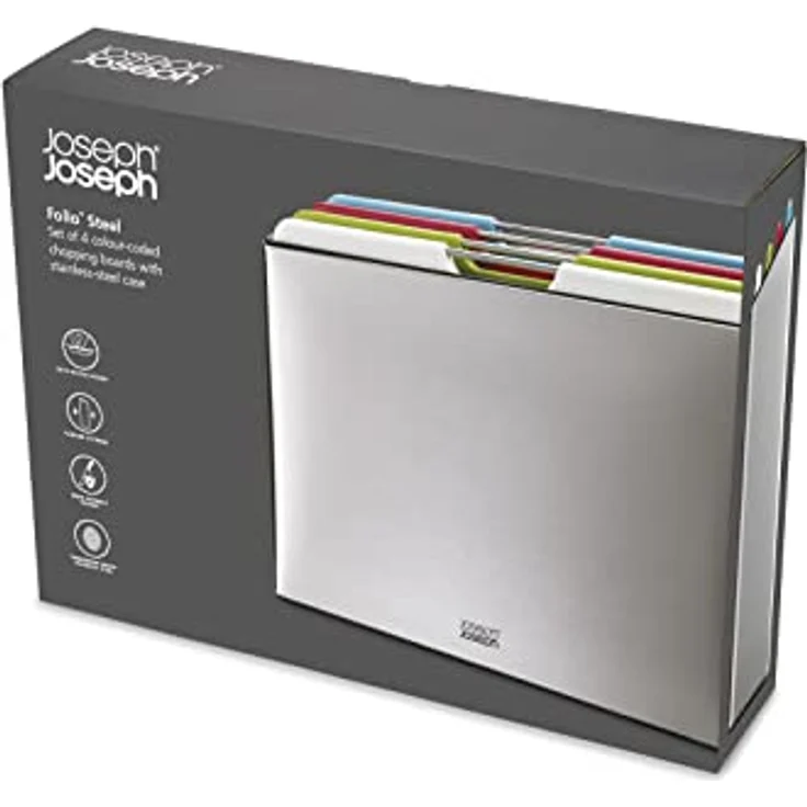 Joseph Joseph Folio Schneidebrett-Set, Stahl, 4-teilig, mehrfarbig, 60213, Edelstahl – Bild 2