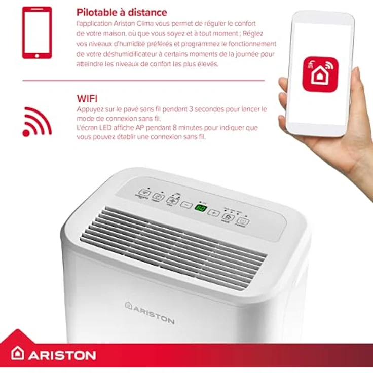 Ariston Luftentfeuchter Tragbar Deos 16s Net, Kunststoff, Weiß – Bild 9