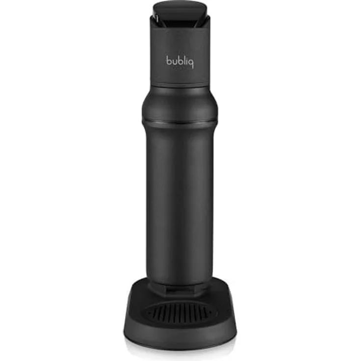 bubliq glass carbonator, Wassersprudler aus Edelstahl mit 1 l Glasflasche, minimalistisches Design, Mattschwarz Finish, Turnlock-Mechanismus – Bild 4