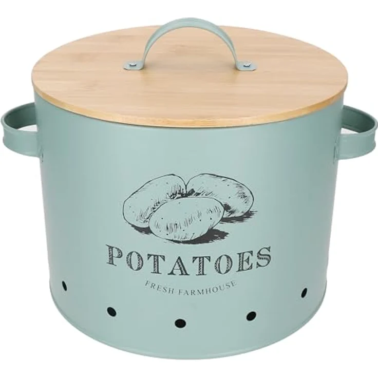 MamboCat Kartoffeltopf Fresh, Metall-Dose mit Bambusdeckel in Mint, 6,5 Liter Fassungsvermögen, Belüftungslöcher für optimale Luftzirkulation – Bild 5