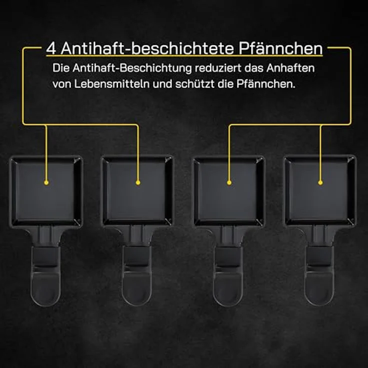 GUTFELS 4-Pfännchen-Raclette RACLETTE 4005 | Raclette Grill 4 Personen | 600 W | Antihaftbeschichtung | Stufenlose Regulierung – Bild 4