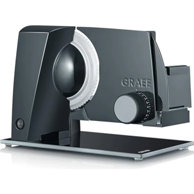 GRAEF Allesschneider STYLE S12002, schwarz, Edelstahl-Wellenschliffmesser, stufenlos einstellbare Schnittstärke 0–20 mm, Sicherheitsverschluss, Dauerfunktion, Schnellreinigung – Bild 1