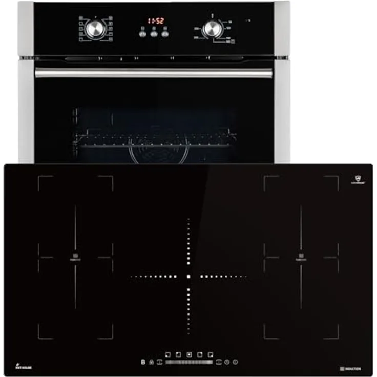 KKT KOLBE Autarkes Herdset: 60cm Einbaubackofen BO8805SS + 90cm Induktionskochfeld IH89005FZ, Heißluft, Grill, Automatik-Timer, 2-fach Wärmeschutzverglasung, Kindersicherung, A Energieeffizienz