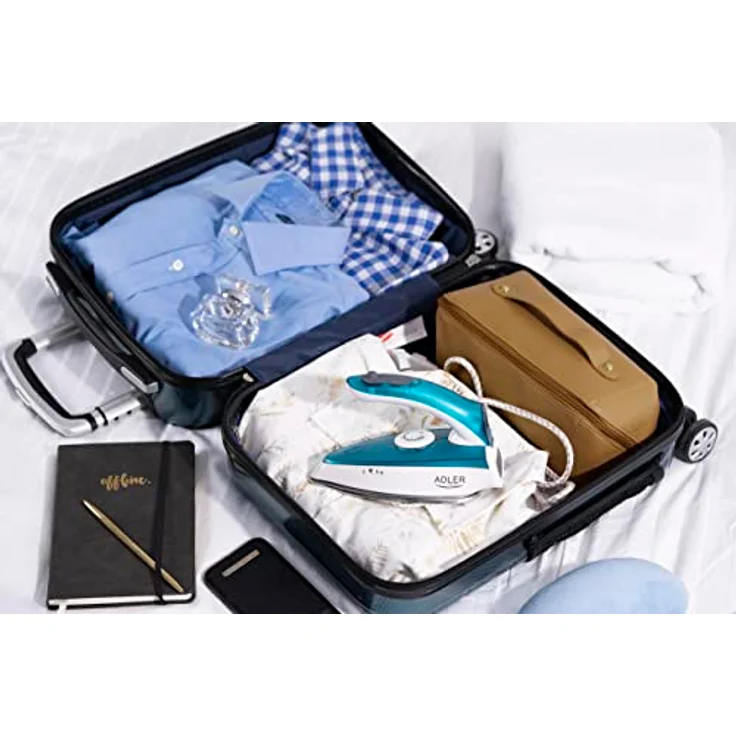 ADLER EUROPE Reisebügeleisen Mini 1700W, Kompakt mit klappbarem Griff, 70g Dampfstoss, Edelstahlsohle, 60ml Wassertank, 1,94 m Kabel – Bild 5