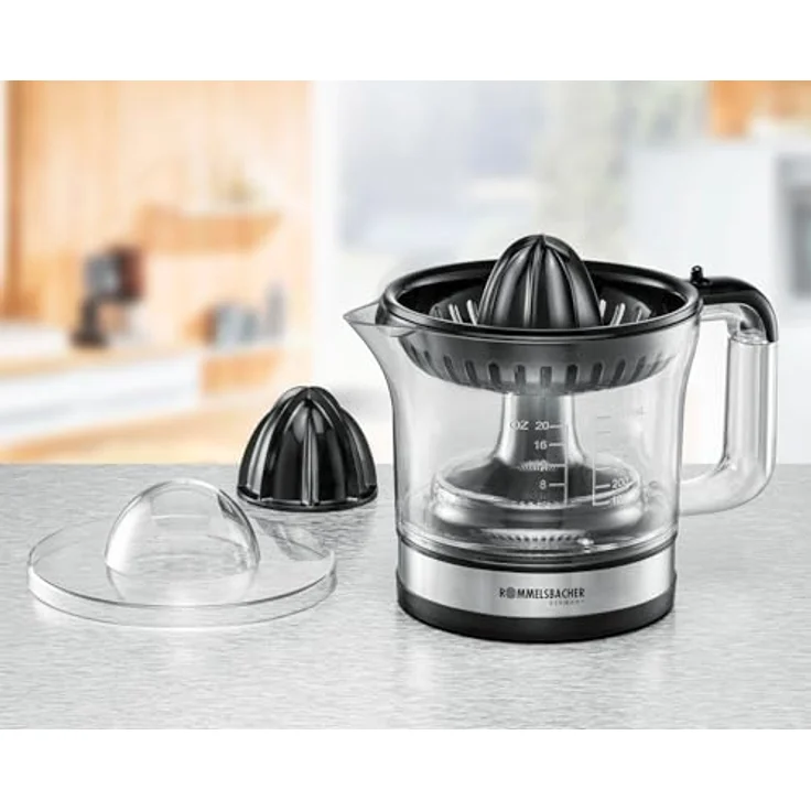 Rommelsbacher Zitruspresse ZP 50, leiser Motor mit Rechts-/Linkslauf, 0,6 L abnehmbarer Saftbehälter, BPA-frei, 2 Presskegel – Bild 5