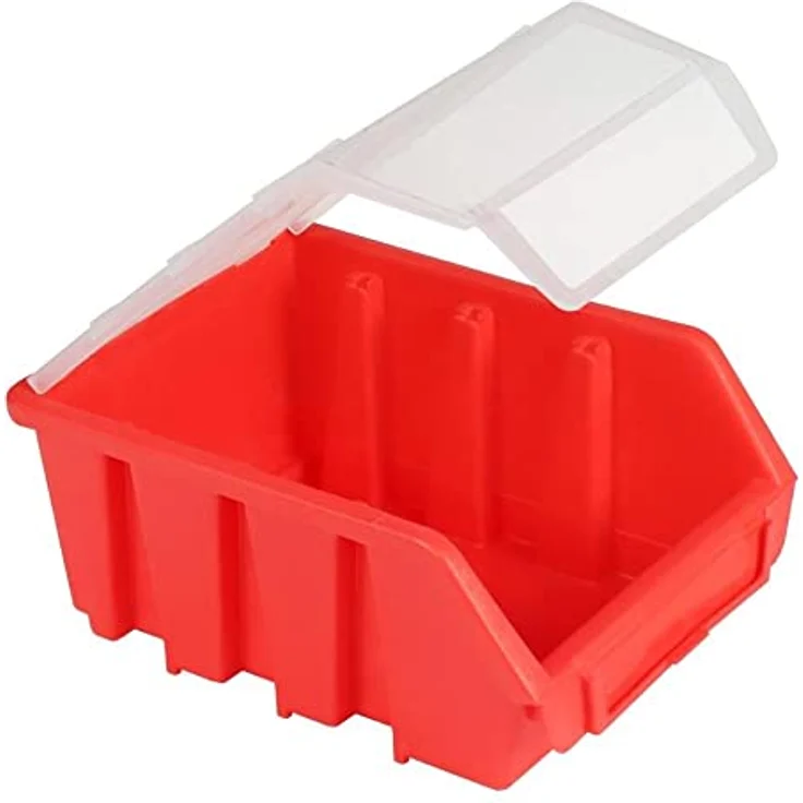 PROREGAL SuperSparSet 10x Sichtlagerbox 2 mit Deckel | HxBxT 7,5x11,6x16cm | Rot | Stapelbare Sichtlagerkästen aus bruchsicherem Polypropylen (PP) – Bild 4