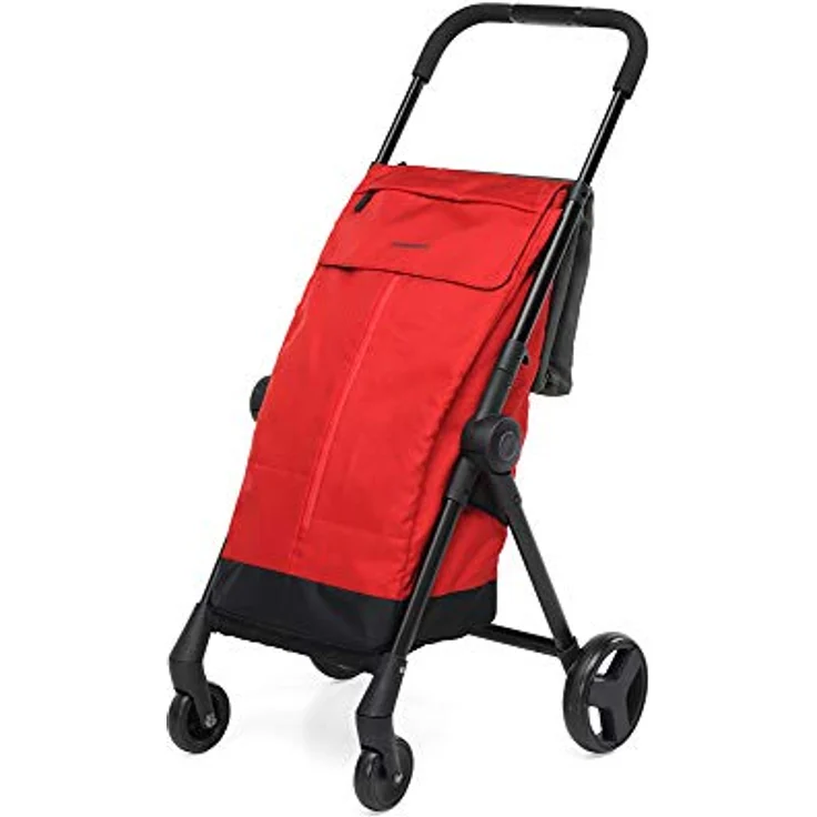 Foppapedretti Go Fast Einkaufstrolley, zusammenklappbar mit 46 lt Einkaufstasche, rot – Bild 1