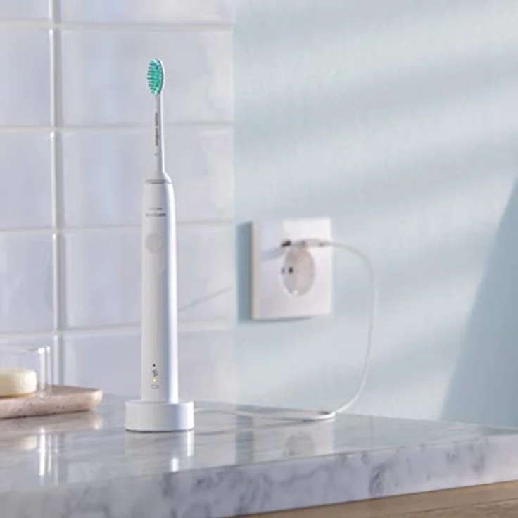 Philips Sonicare 3100 Series elektrische Zahnbürste mit Schalltechnologie, mit Drucksensor und Bürstenkopf-Wechselanzeige, weiß (Modell HX3671/13) – Bild 3