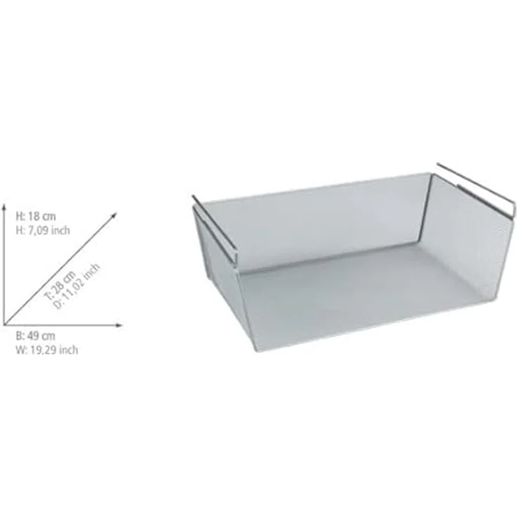 WENKO Regaleinhängekorb L - Aufbewahrungs-Korb für Schränke, Metall, 49 x 18 x 28 cm, Silber – Bild 4