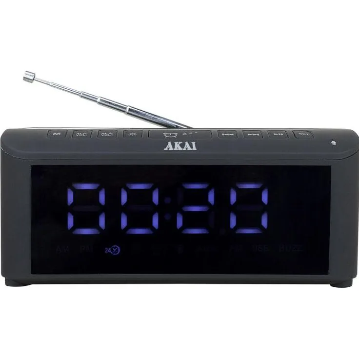 Akai Professional ACRB-1000, Radiowecker mit digitalem Tuner, LED-Display, Bluetooth und USB Verbindung, schwarz