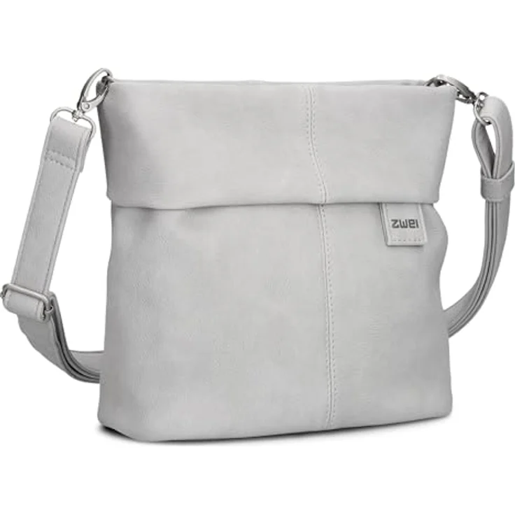 ZWEI Beuteltasche Mademoiselle M8, graue Umhängetasche aus pflegeleichtem Kunstleder mit Innenfächern, 25 x 10 x 23 cm – Bild 1