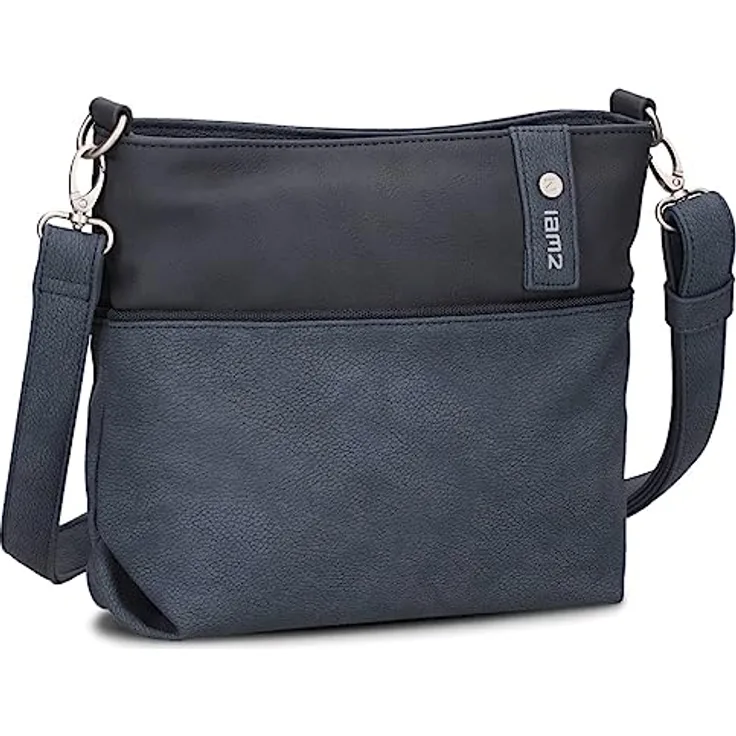 ZWEI Beuteltasche Jana J8, Umhängetasche aus weichem Kunstleder, schwarz, 27 x 10 x 23 cm