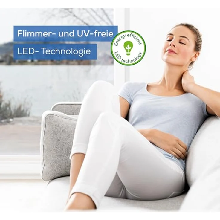 Beurer TL 30 Tageslichtlampe, Simulation von Tageslicht, bis zu 10.000 Lux, Medizinprodukt, flimmer- und UV-freie LED-Technologie, Tageslichtleuchte mit verstellbarer Halterung und Tasche – Bild 5