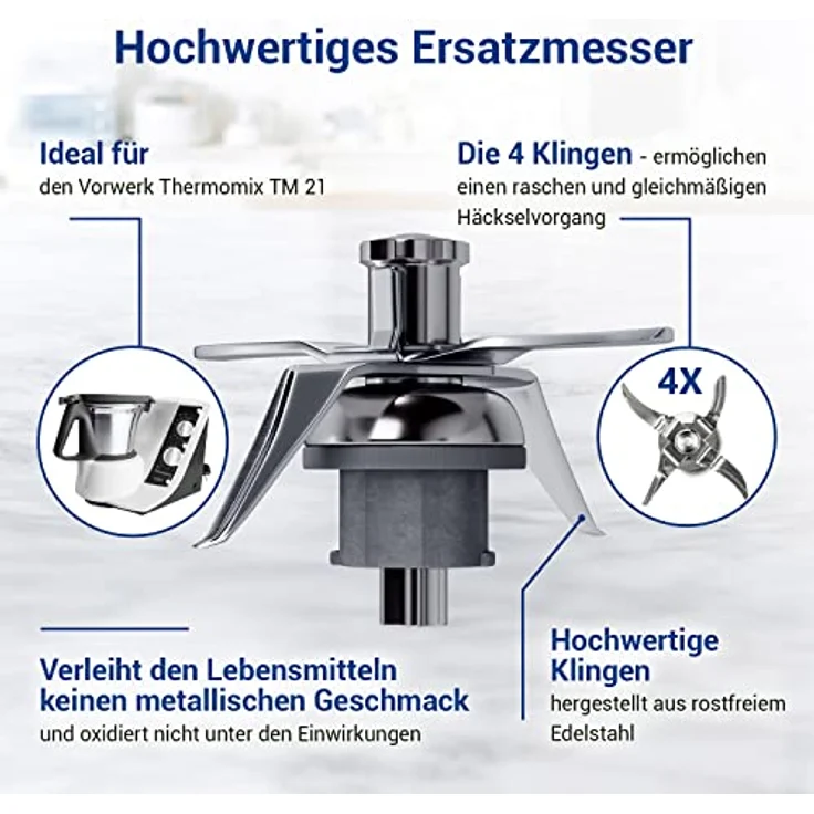 VIOKS Messer für Vоrwerk Thermоmix ТM21 Küchenmaschine Mixmesser aus Edelstahl Thermоmix ТM 21 / Ersatzteile für Küchenmaschine - Preisvergleich – Bild 2