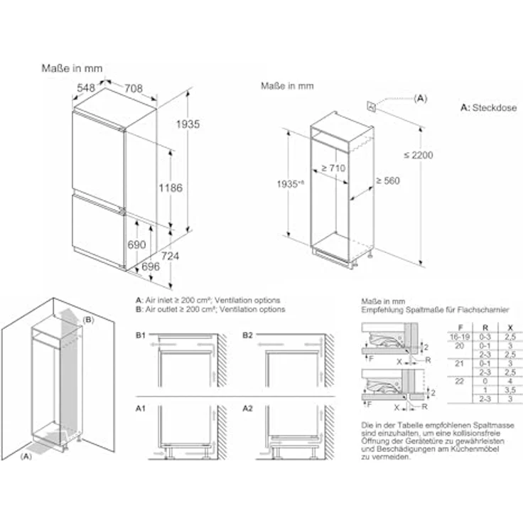 Bosch KIN86VFE0 Serie 4 Kühl-Gefrierkombination, Einbau, NoFrost, Energieklasse E – Bild 8