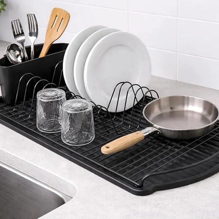 MSV Abtropfgestell Geschirrabtropfgestell, Abtropfgitter, Geschirr Abtropfkorb, Abtropfständer, Abtropfschale, Geschirrabtropfständer, Geschirrabtropfkorb, Farbe: Schwarz matt – Bild 5