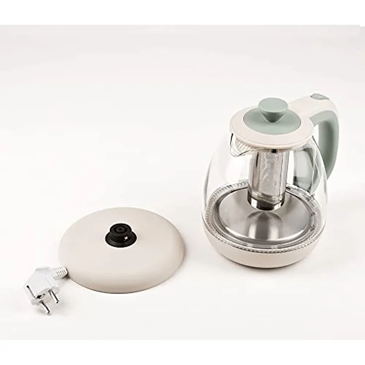 Girmi Wasserkocher + Teekanne BL41 aus Glas, 1100 W, schnurlos, 1 Liter, Wassergrün, BL4105, Teal – Bild 5