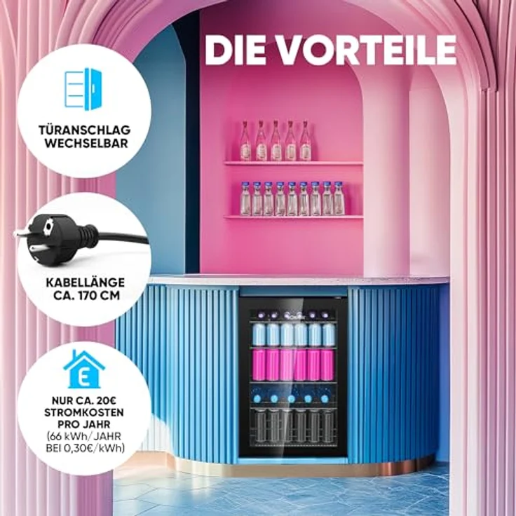 BOMANN Getränkekühlschrank KSG 7290, Glastürkühlschrank - Platz für 178 Dosen, 84.7 cm hoch, 54 cm breit – Bild 4
