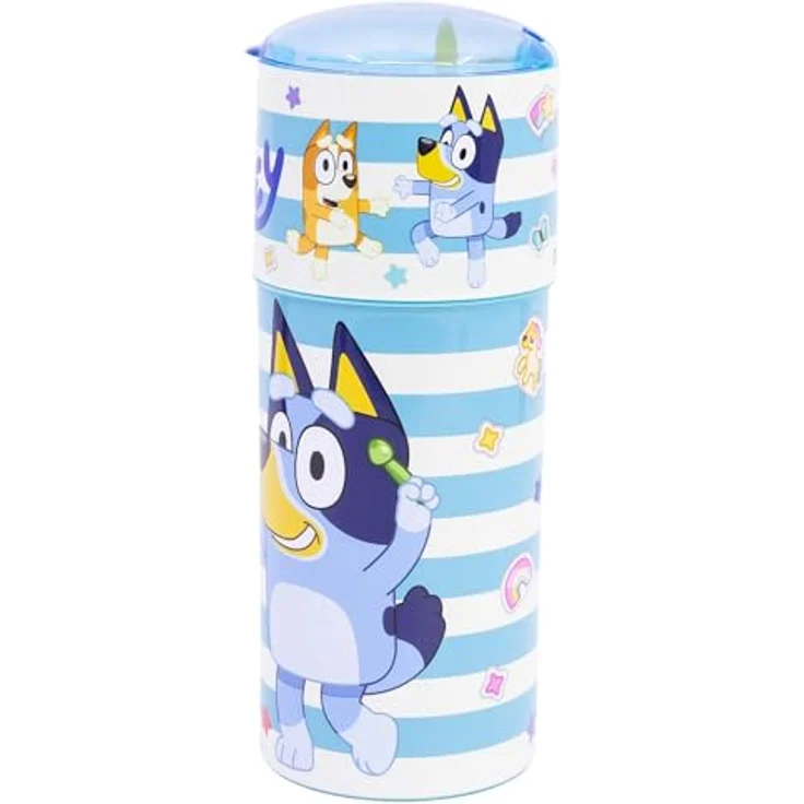 Storline Bluey Trinkflasche, 350ml aus Kunststoff mit klappbarem Trinkverschluss, auslaufsicher – Bild 3