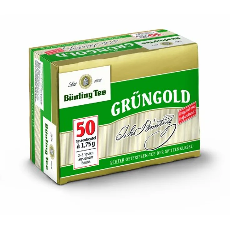Bünting Tee Grüngold, 50 Tassenbeutel