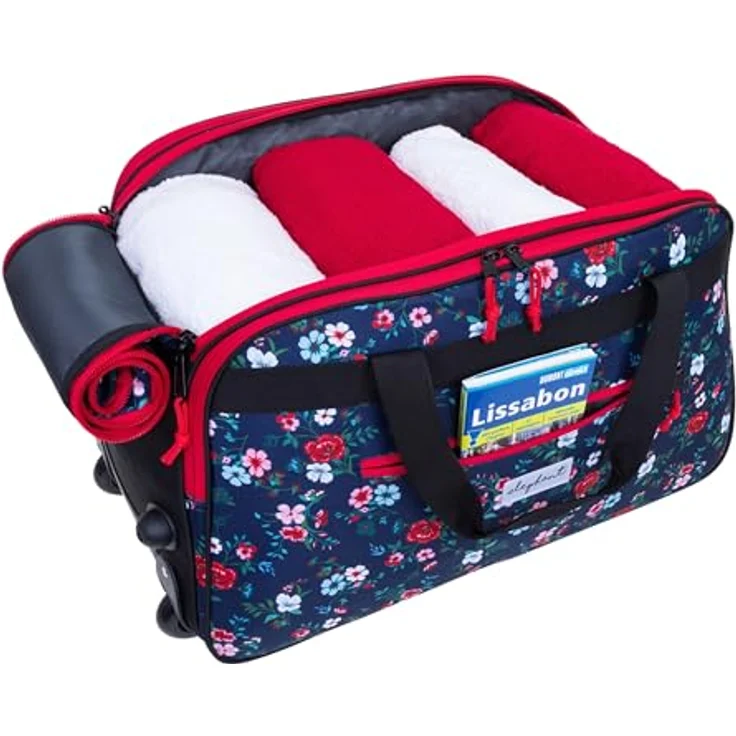 Elephant Reisetrolley Weekender Duffle 55 cm Trolley mit Rollen, Handgepäck Reisetasche (Blue Flower (blau) 13024) – Bild 2