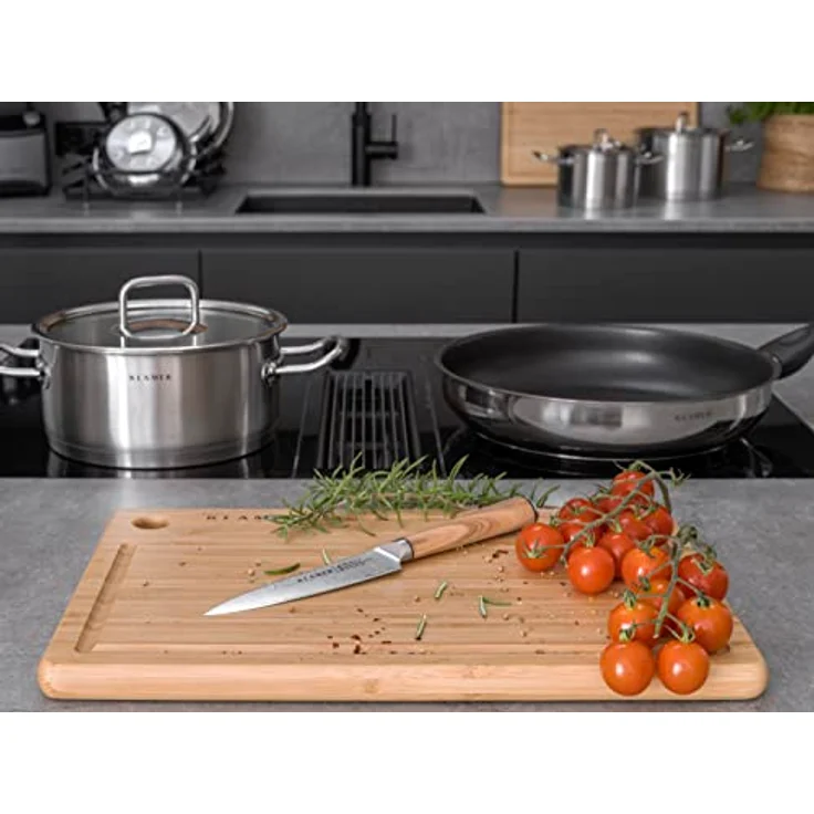 KLAMER Premium Santoku Damastmesser echter japanischer Stahl 18 cm Kochmesser – Bild 5
