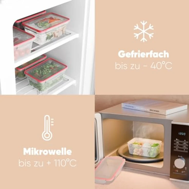 Classbach® Frischhaltedosen mit Deckel | 7er Set | 100% dicht, stapelbar, Meal Prep-freundlich | C-FHD 4008 K – Bild 3