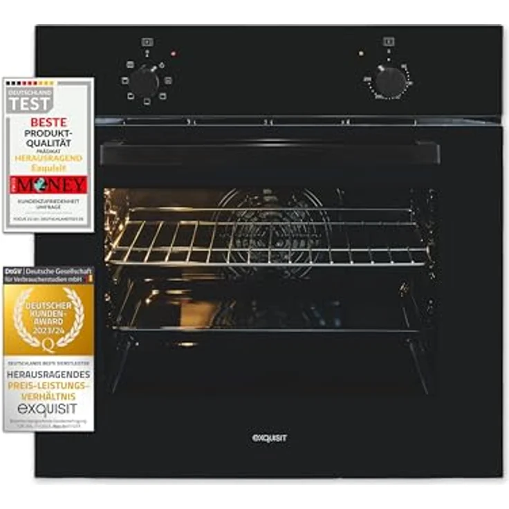 Exquisit Einbaubackofen EBE255-U-020 Schwarz | 59,0 l Garraum | Umluft | Energieeffizienzklasse A – Bild 1