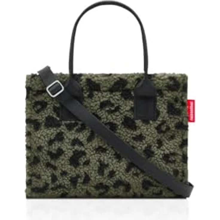reisenthel daily shopper XS, Einkaufshilfe aus flauschigem Teddy-Material mit Leo-Print, Olivgrün, 4 l – Bild 2