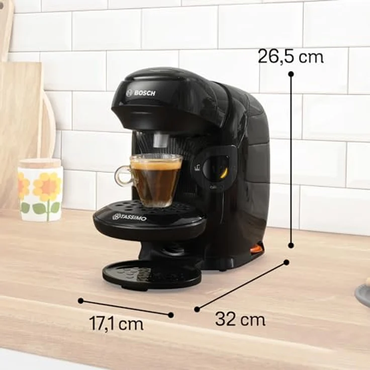 TASSIMO TAS112E Kapselmaschine in Recycled Black, 1400 W Leistung – Bild 2