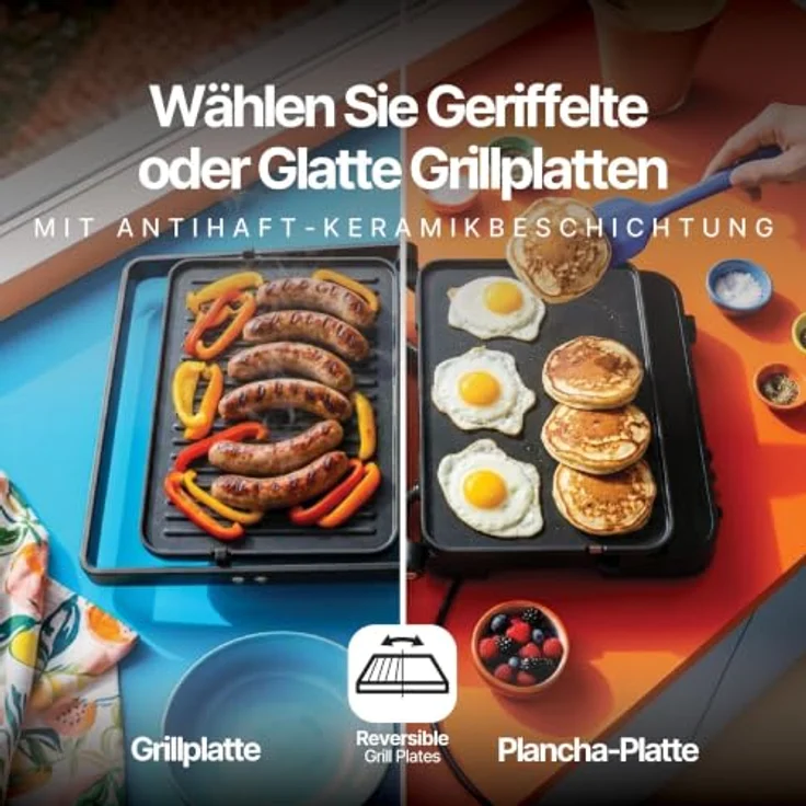 Seeger Kontaktgrill 3-in-1 MultiGrill XL, mit Temperatursonde, PFAS-freie Grillplatten, 2000 W, schwarz – Bild 2