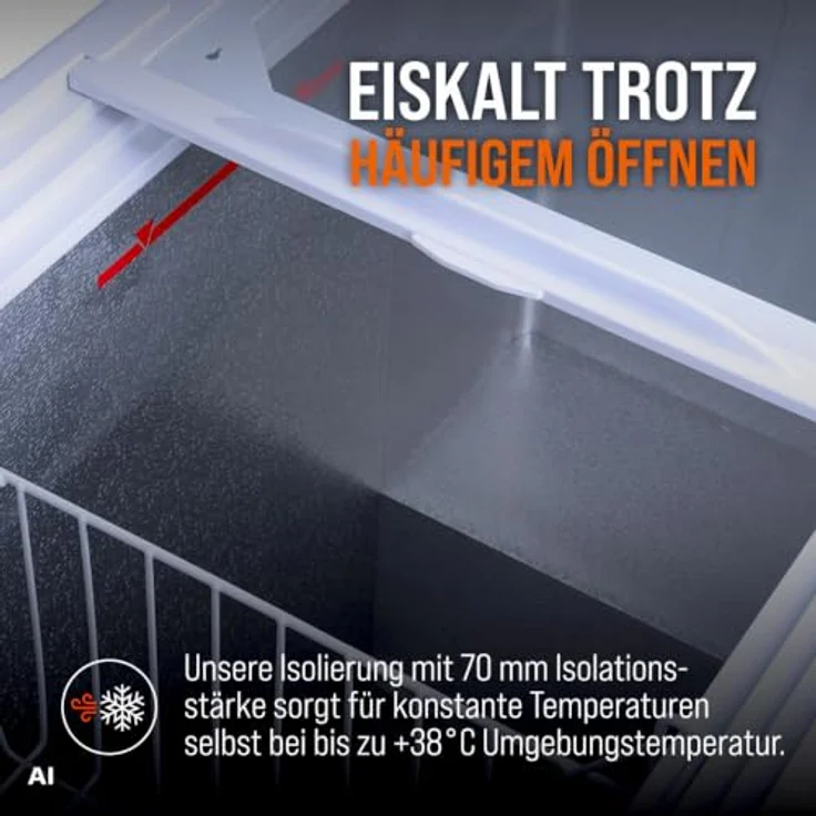 GASTROHERO Tiefkühltruhe ECO 200, 197 Liter Lagerkapazität mit Glasschiebedeckel, abschließbar, statische Kühlung – Bild 7