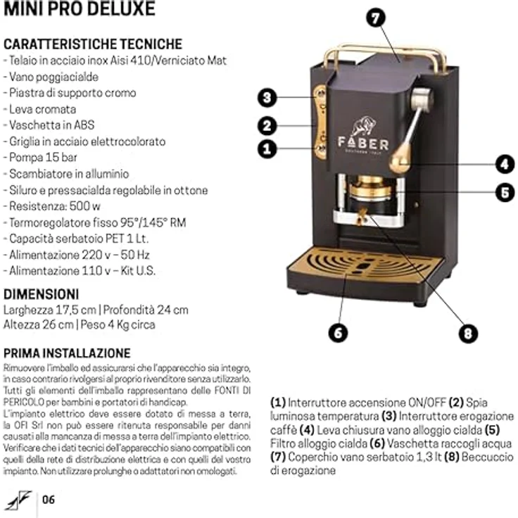 Faber Coffee Machines Pro Deluxe 3.0 Chrom, Kaffeepadmaschine für 44mm ESE-Pads, hygienischer Wassertank aus Glas, magnetisch abnehmbare Brühgruppe, Chrom-Details mit 3D-Logo – Bild 9