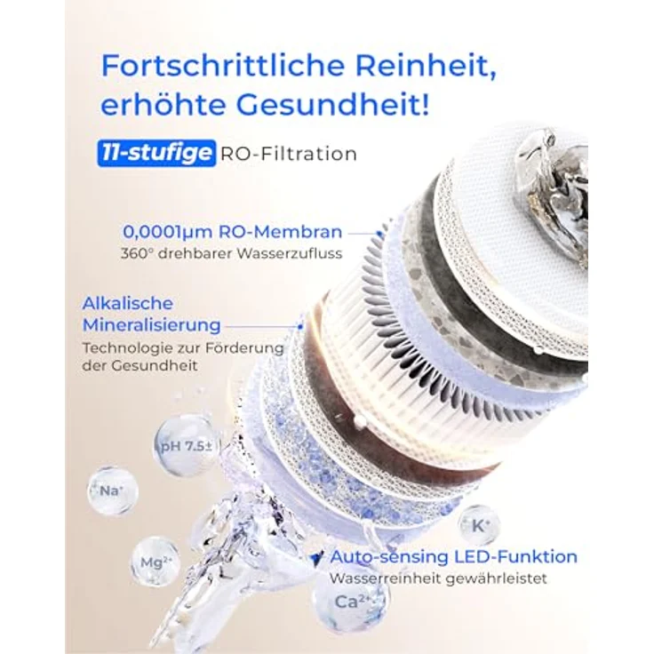 Waterdrop X12 Alkalisches Mineral pH+ Umkehrosmoseanlage, 11-stufige Filtration, 1200 GPD, NSF/ANSI 58&372 zertifiziert, tanklos, BPA-frei, Untertisch-Design – Bild 4