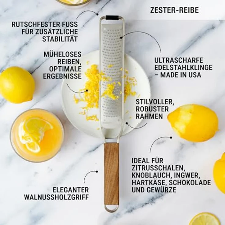 Microplane Reiben-Set Zester & Extra-Grob Walnuss Edelstahl aus der Master Serie für Zitrusfrüchte, Hartkäse, Muskatnuss, Kartoffeln, Karotten und Zucchinis – Bild 5