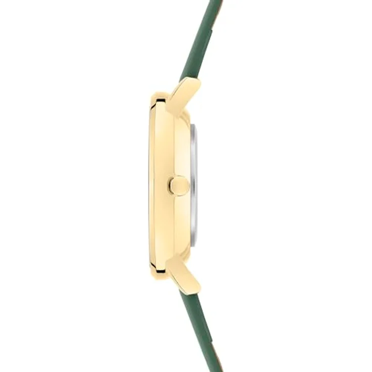 s.Oliver Damenuhr, elegante Armbanduhr in Gold, 34 mm, Metallgehäuse, wasserdicht bis 3 ATM, kratzfest, mit Kunstlederarmband in Grün – Bild 2